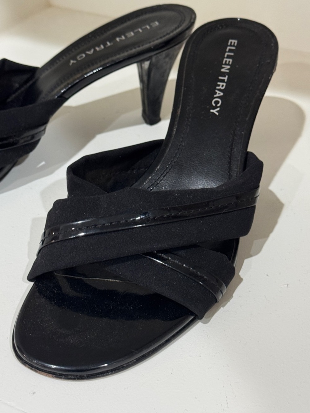 Ellen Tracy Black Strappy Heeled Sandals